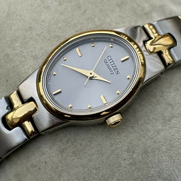 Citizen Quartz Ladies Watch Double Tone Goldlight Gunmetal Tone Analog Wrist Wa - Picture 11 of 12